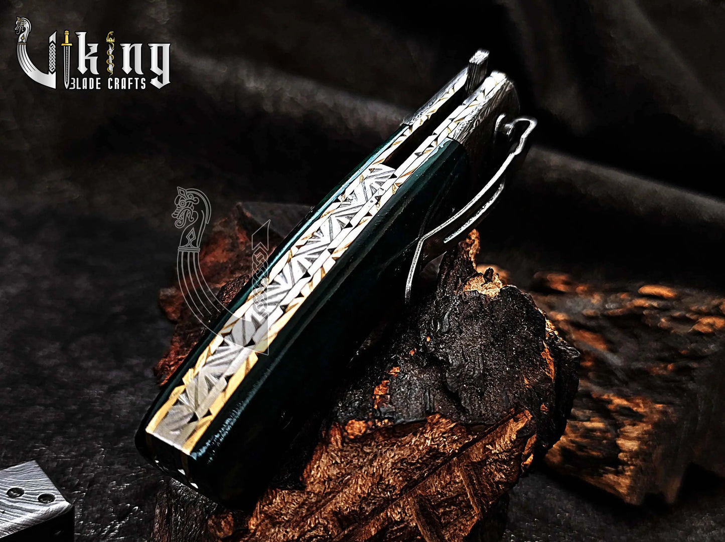 Premium Edition Stained Bone Handle Damascus Steel Folding Pocket Knife Viking_Blade_Crafts