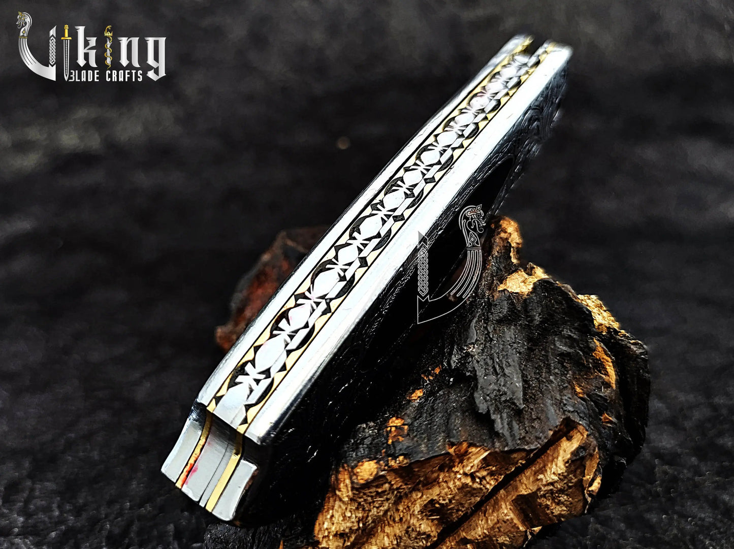 Handmade Damascus Steel Folding Knife – Hand Carved Handle & Stunning Craftsmanship Viking_Blade_Crafts