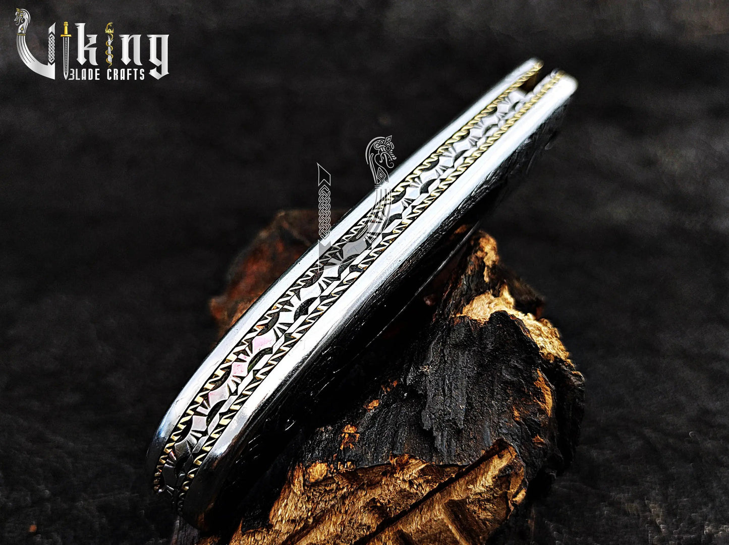 Handmade Damascus Folding Knife 3.5" Blade with Hand Carved Handle Design Viking_Blade_Crafts