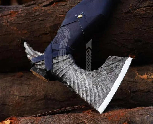 Handmade Viking Axe – Black Wrapped Handle Battle Axe with Leather Cover Viking_Blade_Crafts