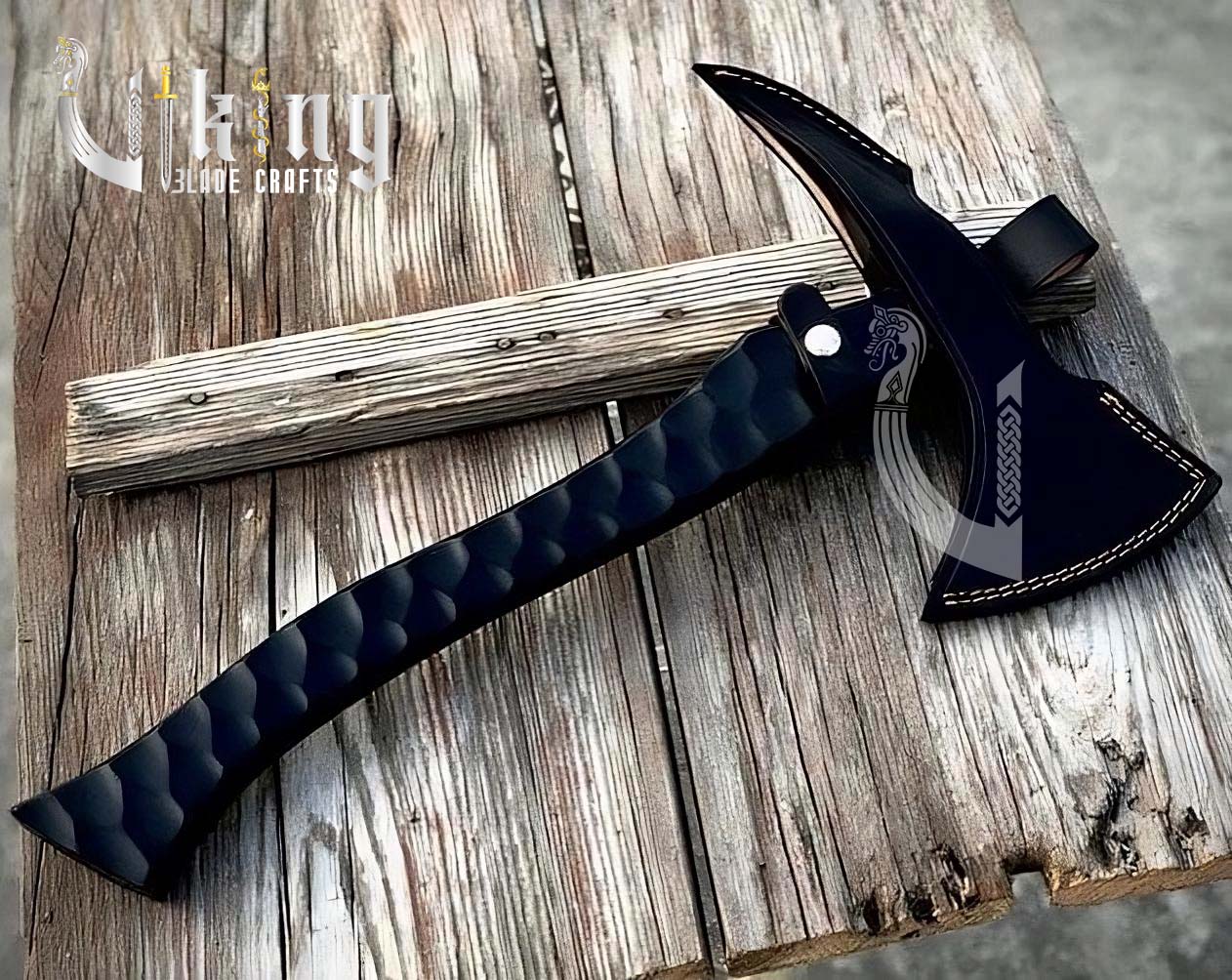 Handmade Viking Axe – Black Handle High Carbon Steel Axe with Sheath