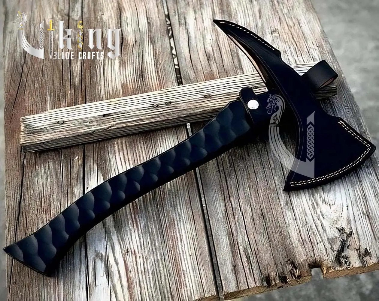 Handmade Viking Axe – Black Handle High Carbon Steel Axe with Sheath Viking_Blade_Crafts