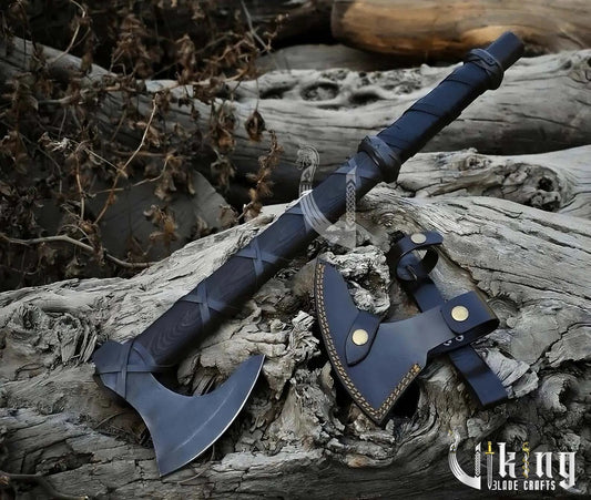 King Ragnar Lothbrok Viking Axe – Hand Forged Black Axe with Sheath Viking_Blade_Crafts