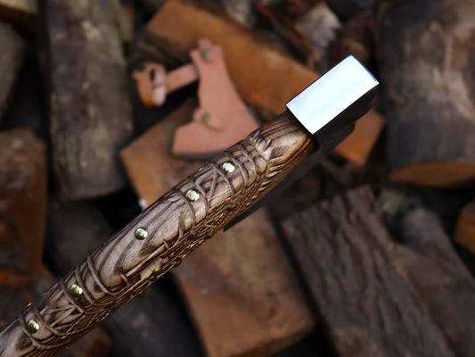 Hand-Carved Handle Viking Axe – Scandinavian Style Norse Battle Axe Viking_Blade_Crafts