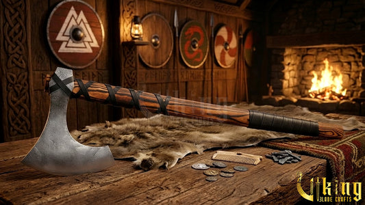 Hand-Forged 36" Long Viking Battle Axe – High Carbon Steel Blade & Wooden Handle