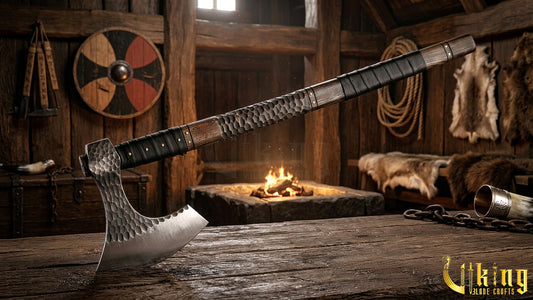 Hand Forged Vegvisir 36" Viking Axe & Rune-Engraved Valknut – Norse Warrior Axe