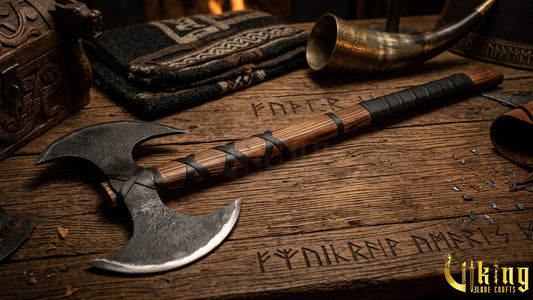 Hand-Forged Viking Warrior Double-Headed 33"Inches Axe & Leather Cover