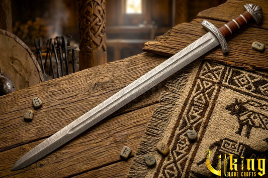 Handmade Damascus Steel Northmen Viking Sword with Scabbard
