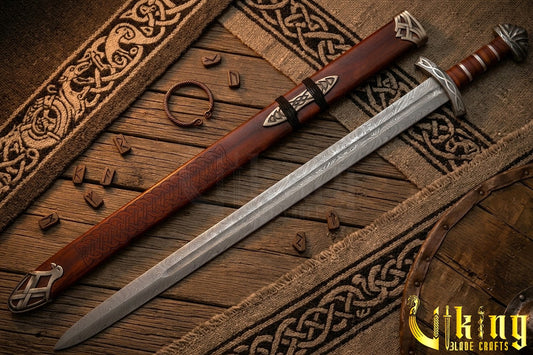 Handmade Damascus Steel Northmen Viking Sword with Scabbard