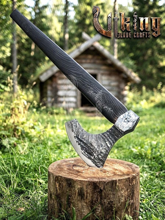 True Hand-Forged Viking Bearded Axe 30" | Fanned Broad-Beard Skeggøx