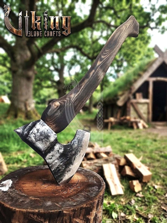 True Hand-Forged Viking Bearded Axe 30" | Sculpted Skeggøx