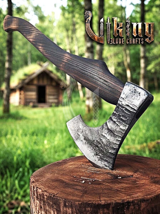 True Hand-Forged Viking Bearded Axe 30" | Recurve Fanned Skeggøx
