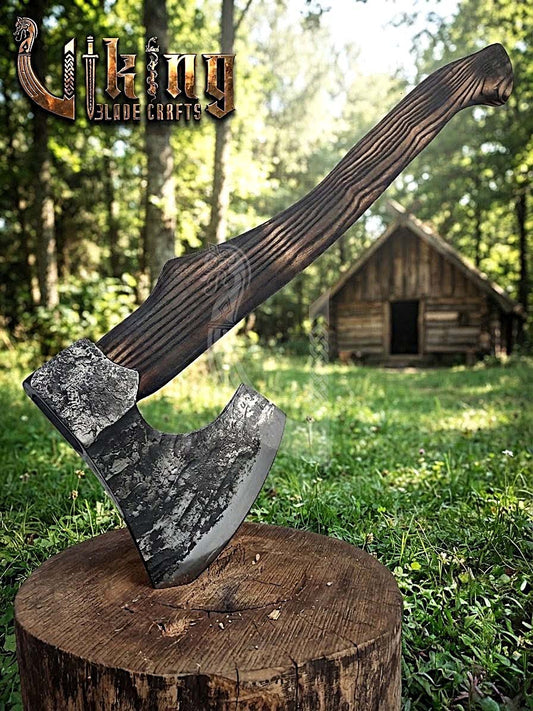True Hand-Forged Viking Bearded Axe 30" | Heavy Duty Dark-Oxide Skeggøx