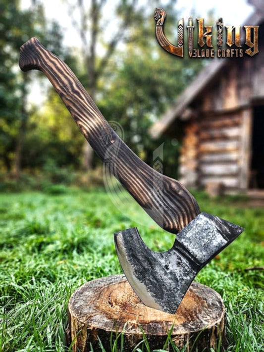 True Hand-Forged Viking Bearded Axe 30" | Sculpted Skeggøx