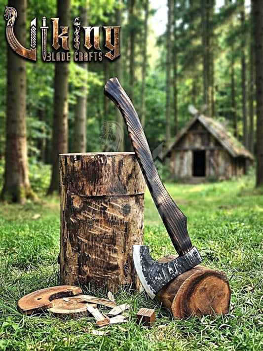 True Hand-Forged Viking Bearded Axe 30" | Recurve Fanned Skeggøx
