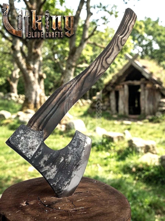 True Hand-Forged Viking Bearded Axe 30" | Hook-Beard Recurve Skeggøx