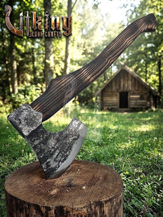 True Hand-Forged Viking Bearded Axe 30" | Heavy Duty Dark-Oxide Skeggøx