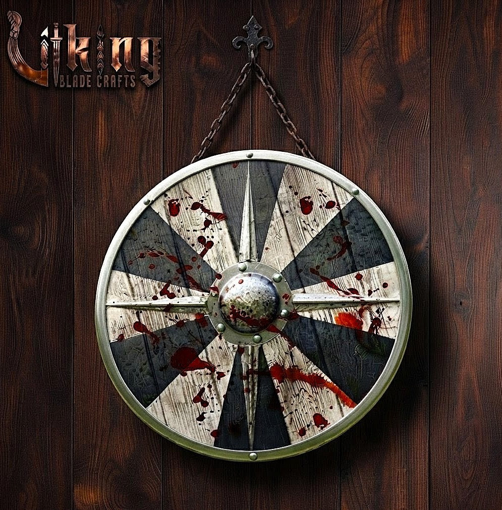 The Fenrir’s Feast Blood-Splattered Sunburst Viking Shield
