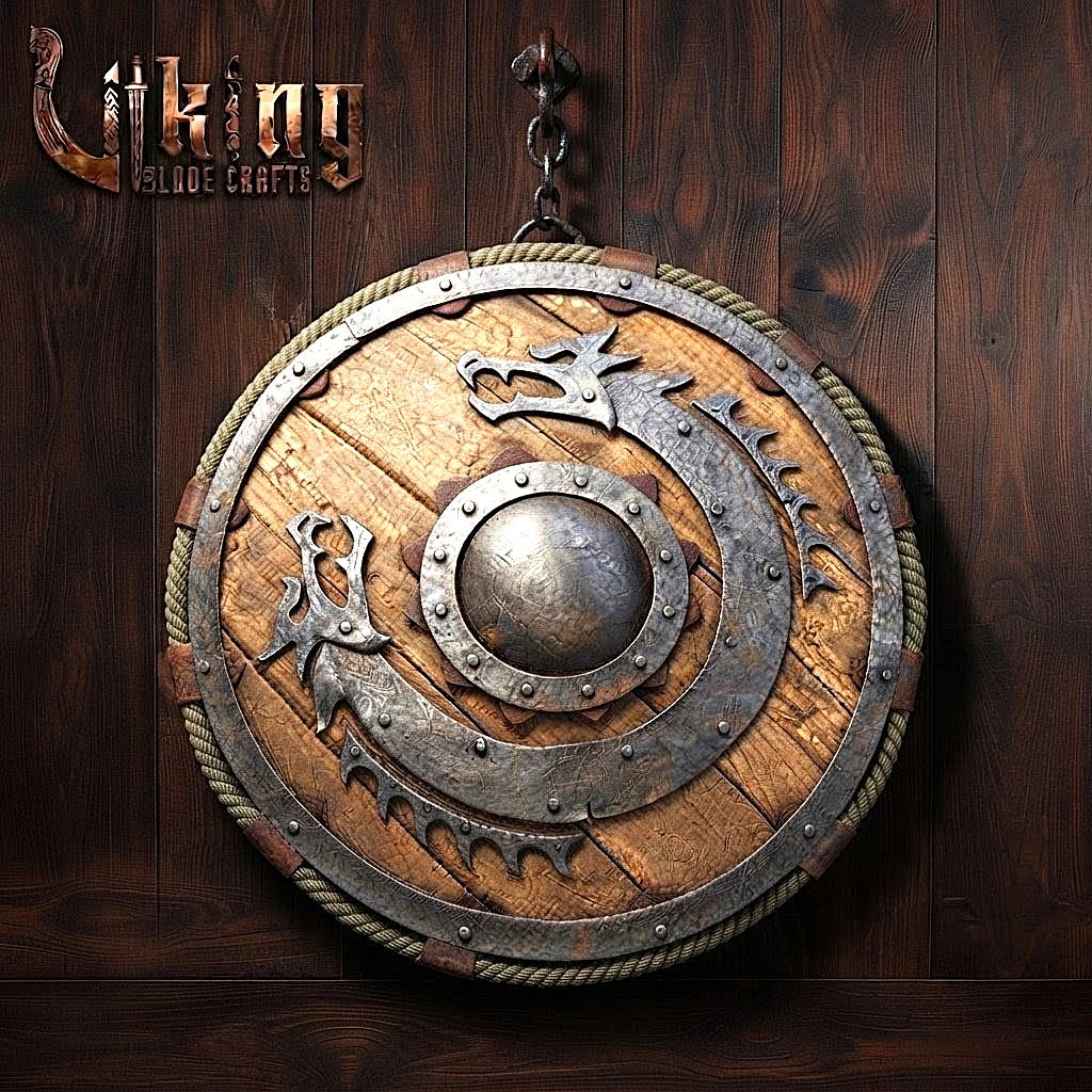 The Coils of Midgard 3D Iron Dragon-Crescent Viking Shield
