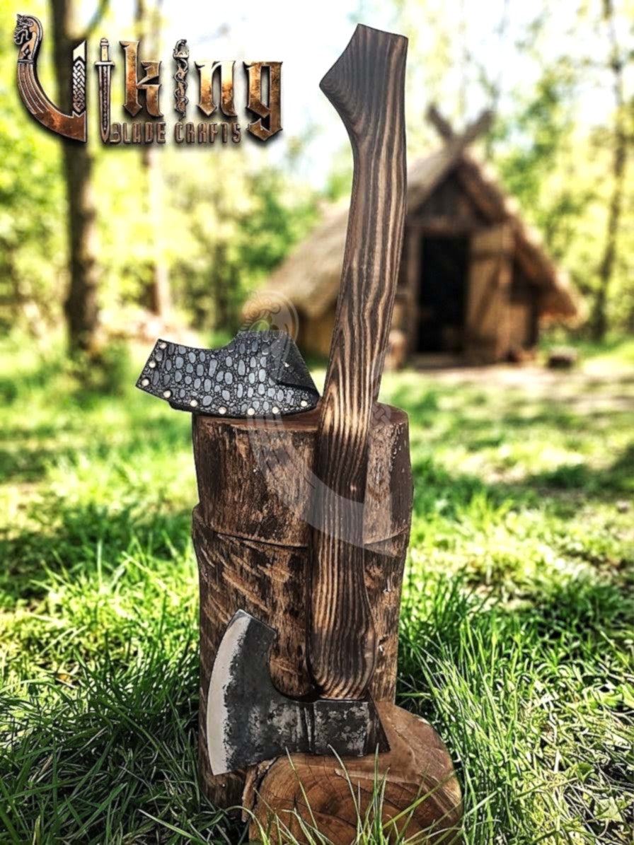 True Hand-Forged Viking Bearded Axe 30" | Sculpted Skeggøx