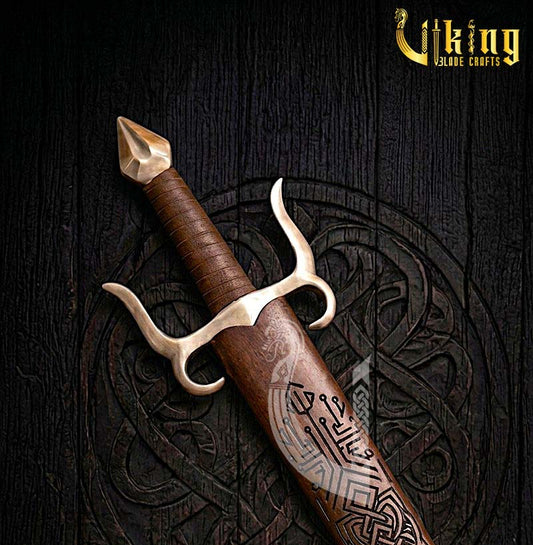 Handmade Medieval Celtic Knot Sword | Steel Fantasy Sword with Leather Grip