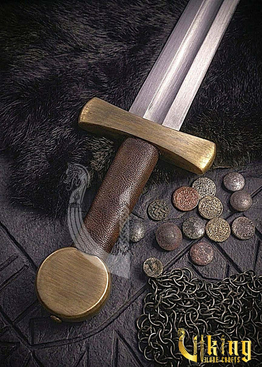 Handcrafted Single-Handed Viking Sword Replica With Leather Scabbard