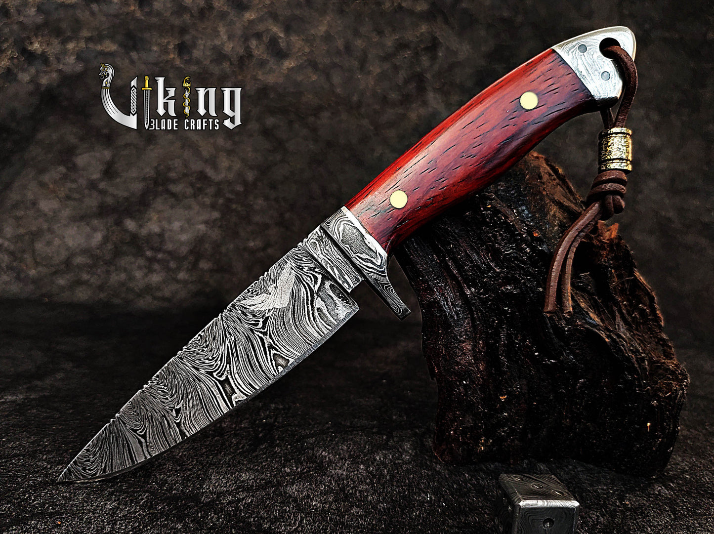 Handmade Damascus Steel Hunting Knife with Bloodwood Handle – Fixed Blade