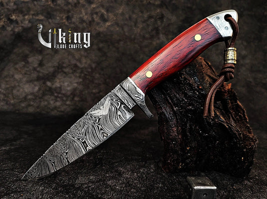 Handmade Damascus Steel Hunting Knife with Bloodwood Handle – Fixed Blade Viking_Blade_Crafts