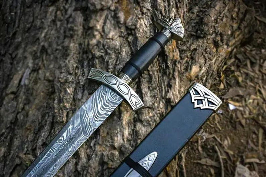 Damascus Steel Northmen Black Edition Viking Sword with Scabbard Viking_Blade_Crafts