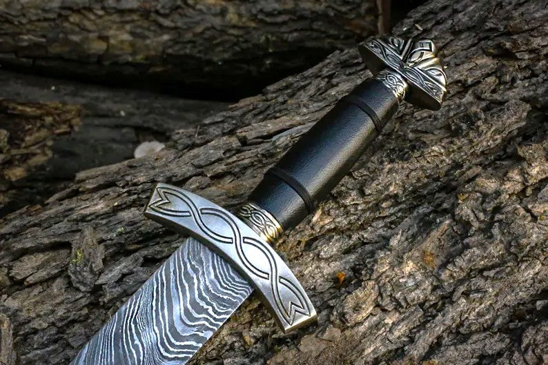 Damascus Steel Northmen Black Edition Viking Sword with Scabbard