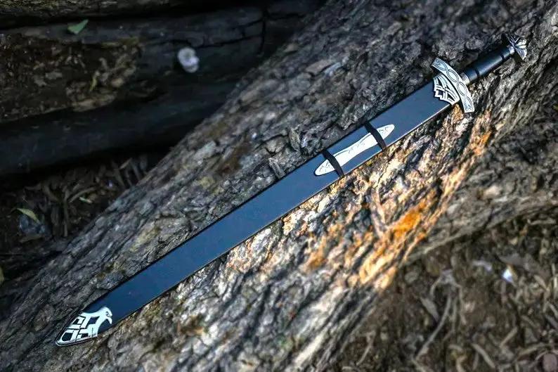 Damascus Steel Northmen Black Edition Viking Sword with Scabbard Viking_Blade_Crafts
