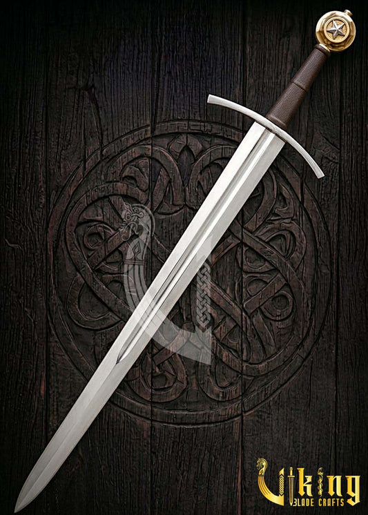 Handcrafted Star Edition Pommel Knightly Sword: Medieval Armor Replica