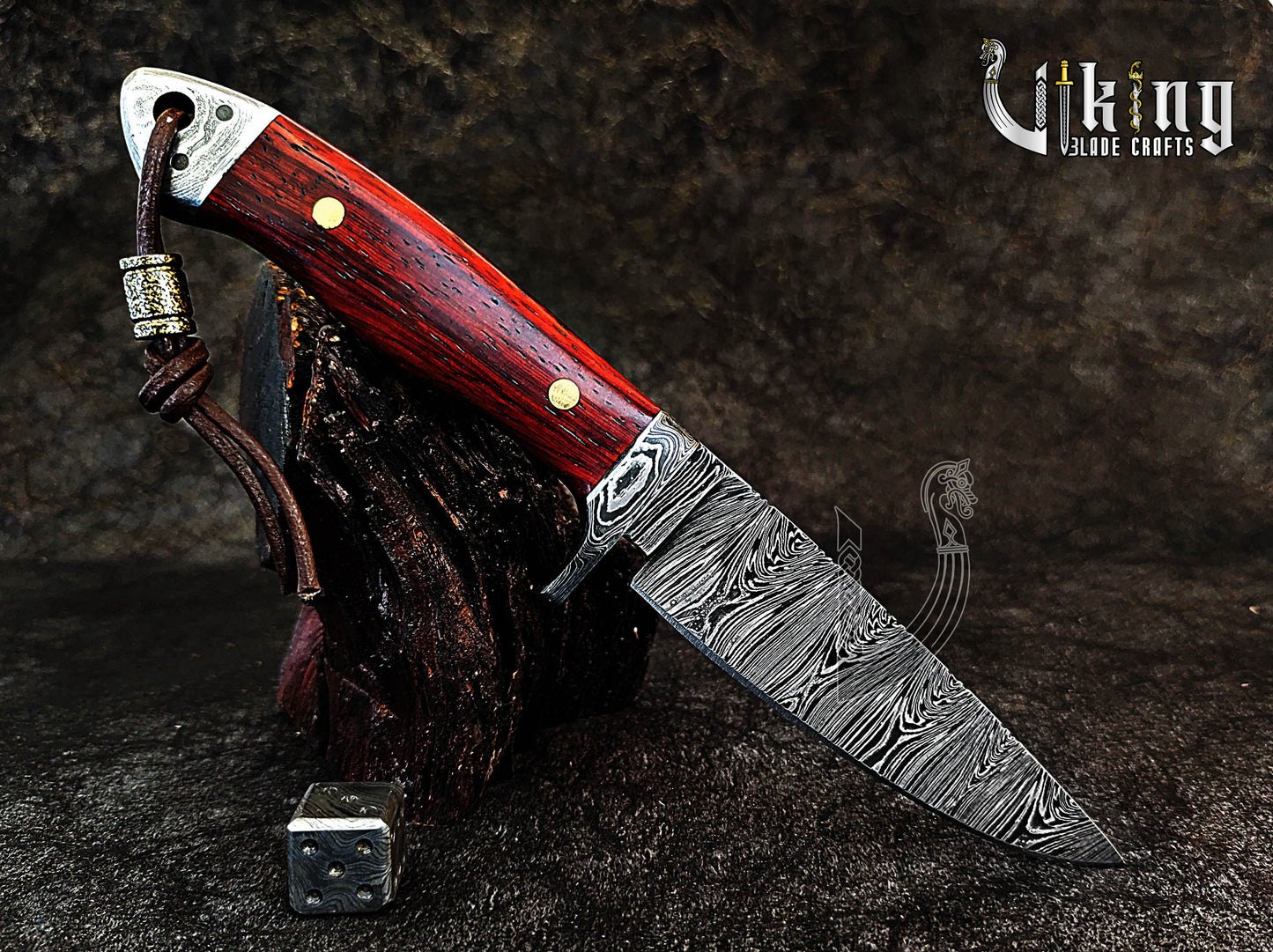 Handmade Damascus Steel Hunting Knife with Bloodwood Handle – Fixed Blade