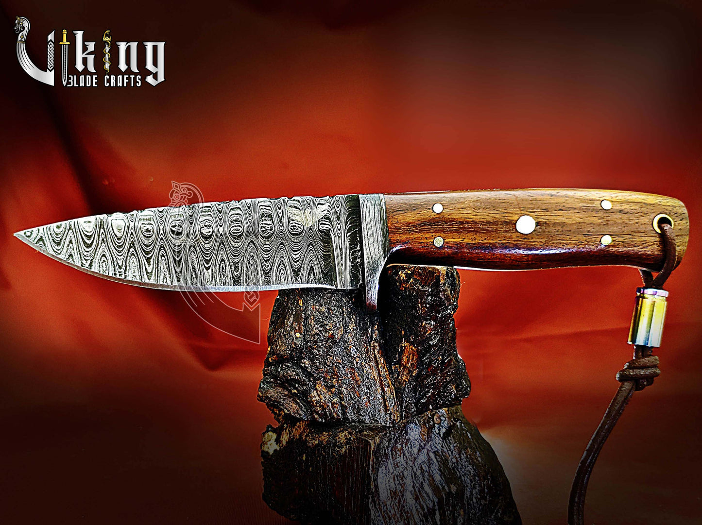 Handmade Damascus Steel Fixed Blade Hunting Knife With Dual Leather Sheath