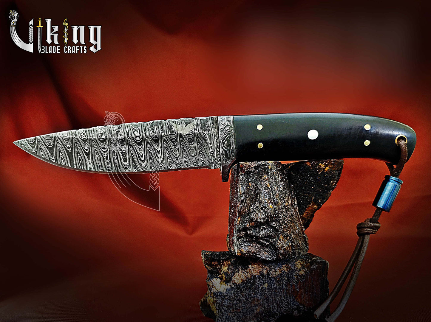 Damascus Steel Fixed Blade Hunting & Camping Knife With Dual Sheath