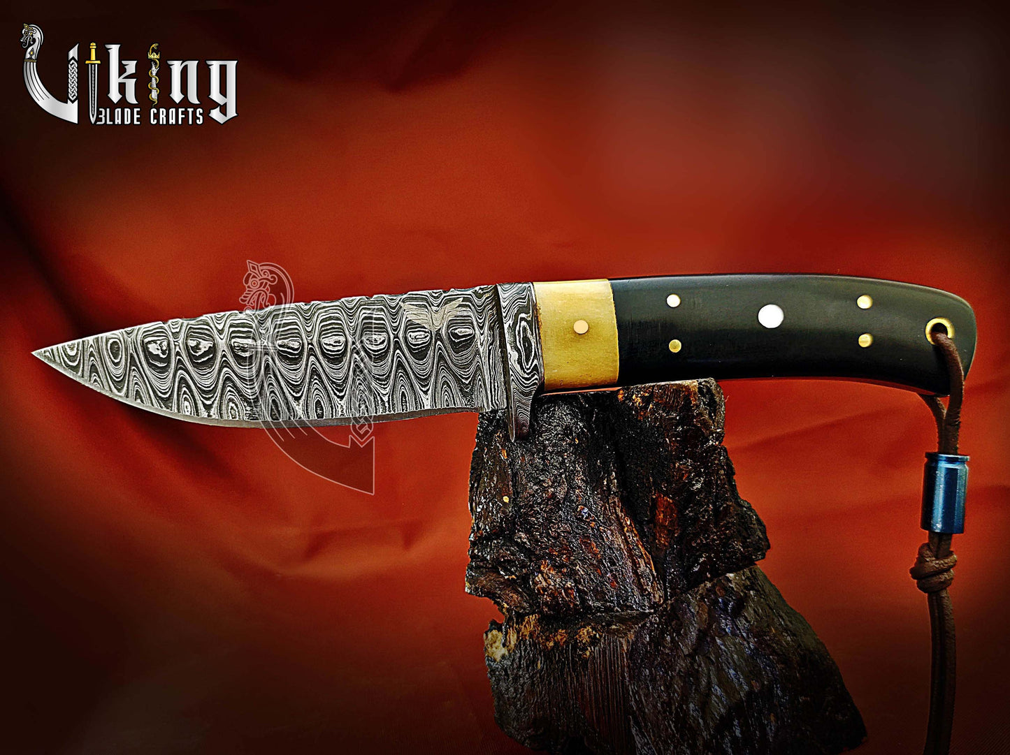Handmade Damascus Steel Fixed Blade Hunting Knife With Leather Cover
