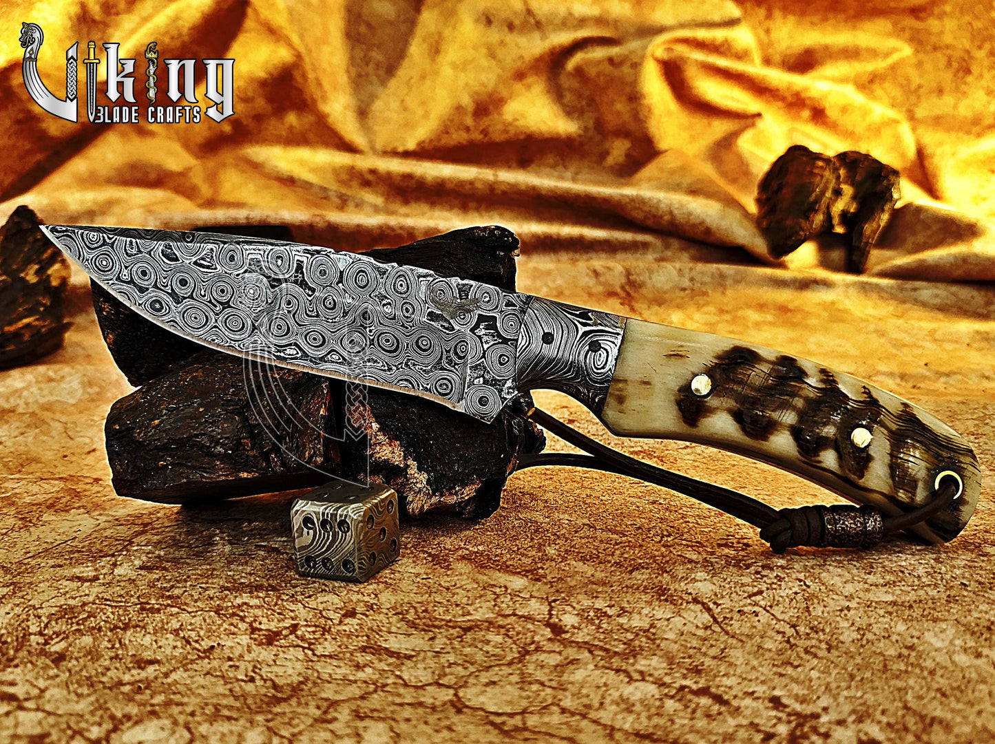Handmade Damascus Steel Fixed Blade Hunting Knife With Leather Cover