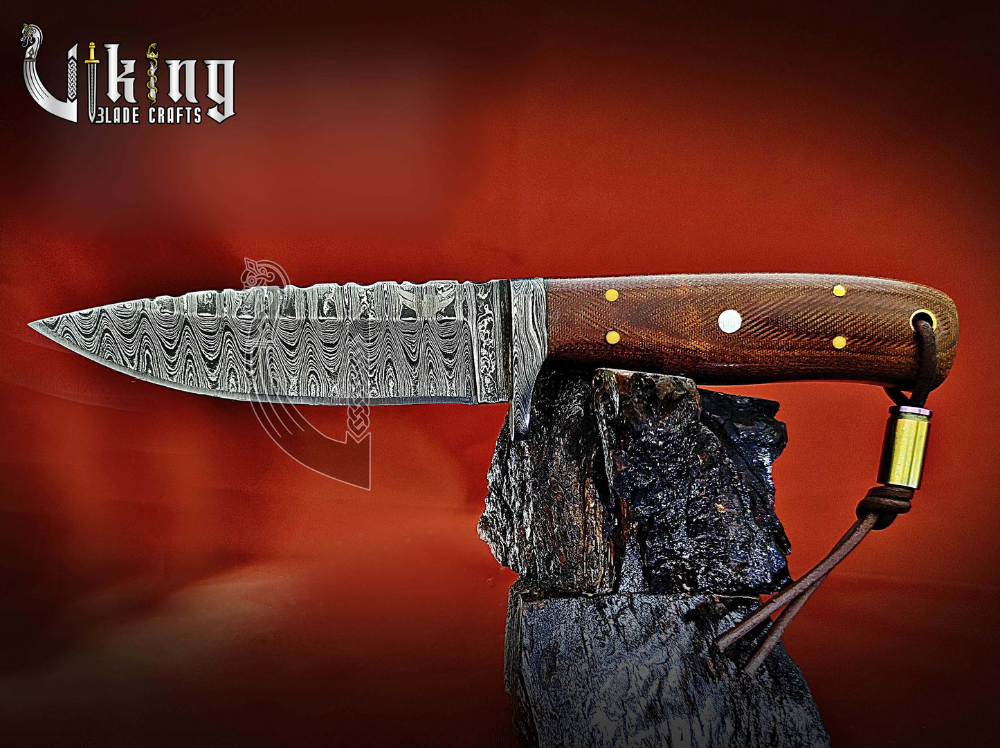 Handmade Damascus Steel Fixed Blade Hunting Knife With Micarta Handle