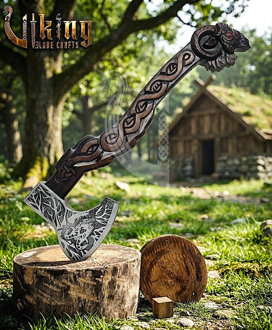 Thor Goat Viking Axe | Geit Totem | Forged Steel