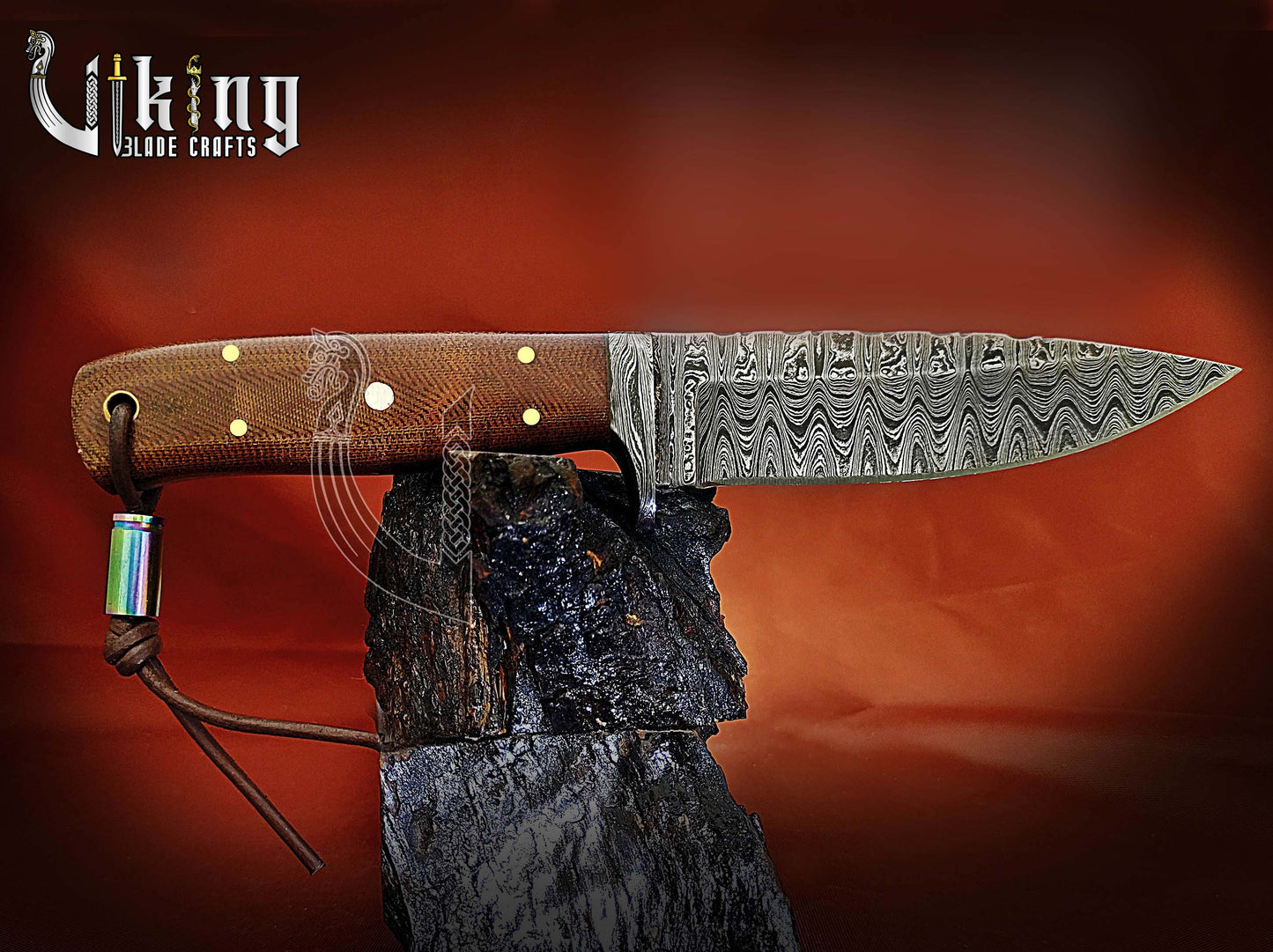Handmade Damascus Steel Fixed Blade Hunting Knife With Micarta Handle