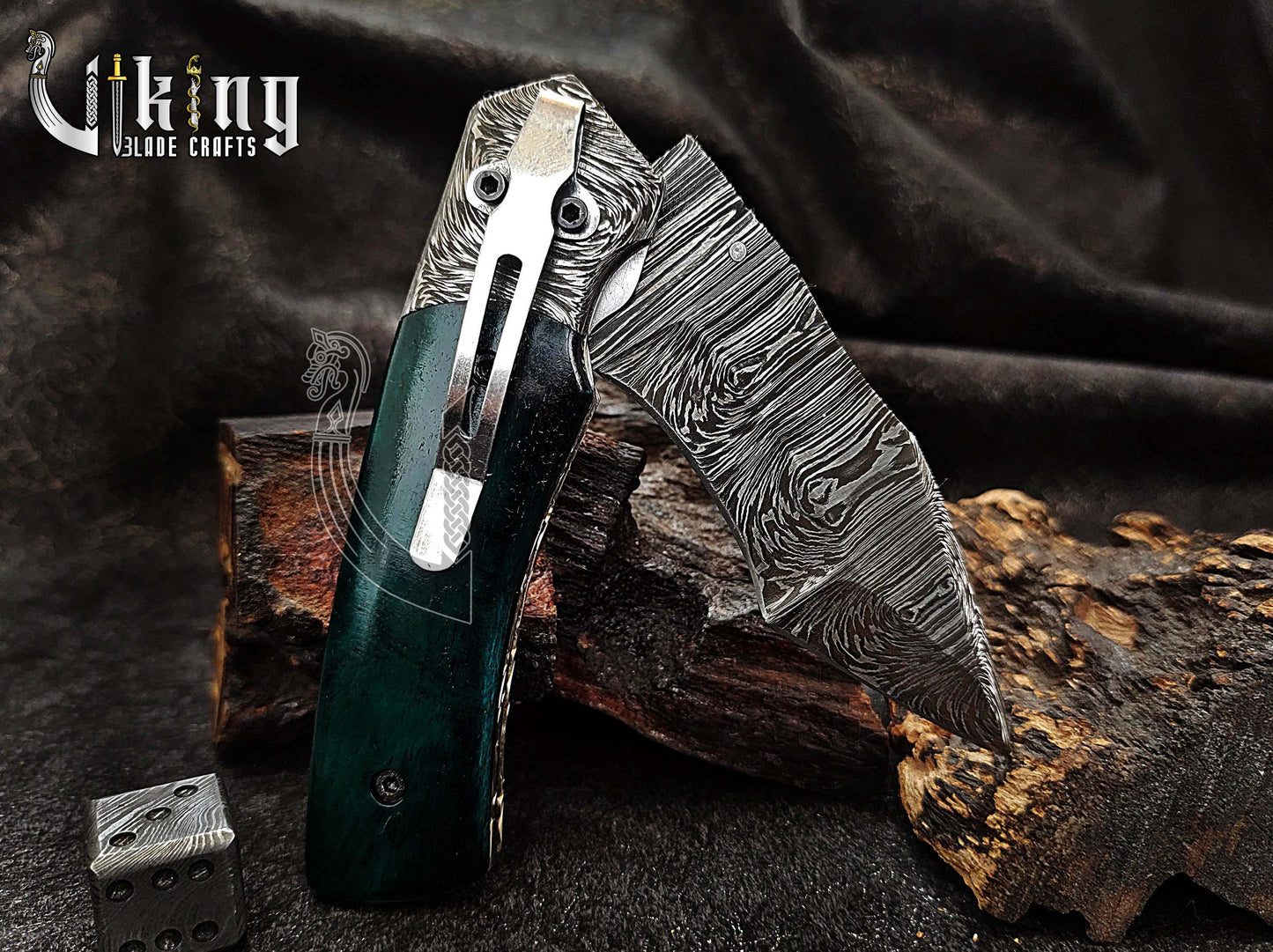 Premium Edition Stained Bone Handle Damascus Steel Folding Pocket Knife