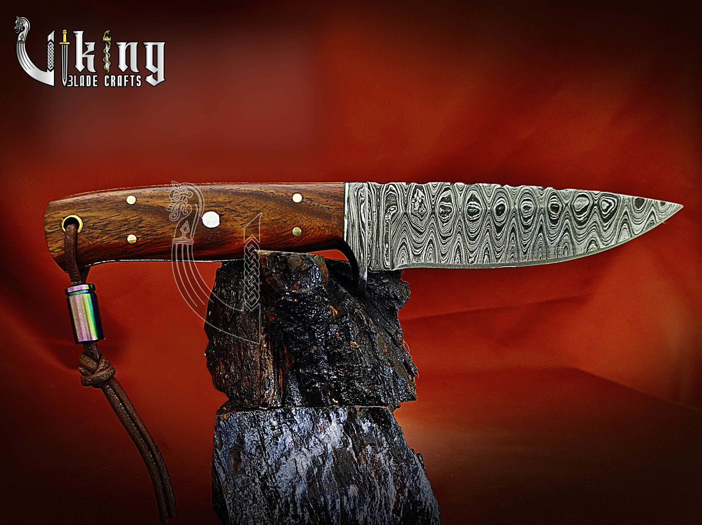 Handmade Damascus Steel Fixed Blade Hunting Knife With Dual Leather Sheath
