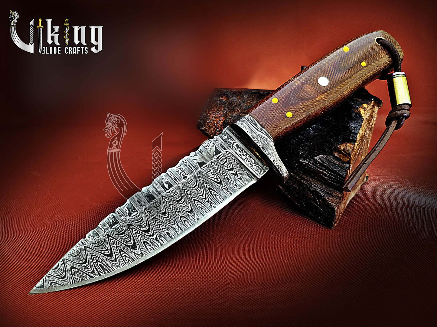 Handmade Damascus Steel Fixed Blade Hunting Knife With Micarta Handle