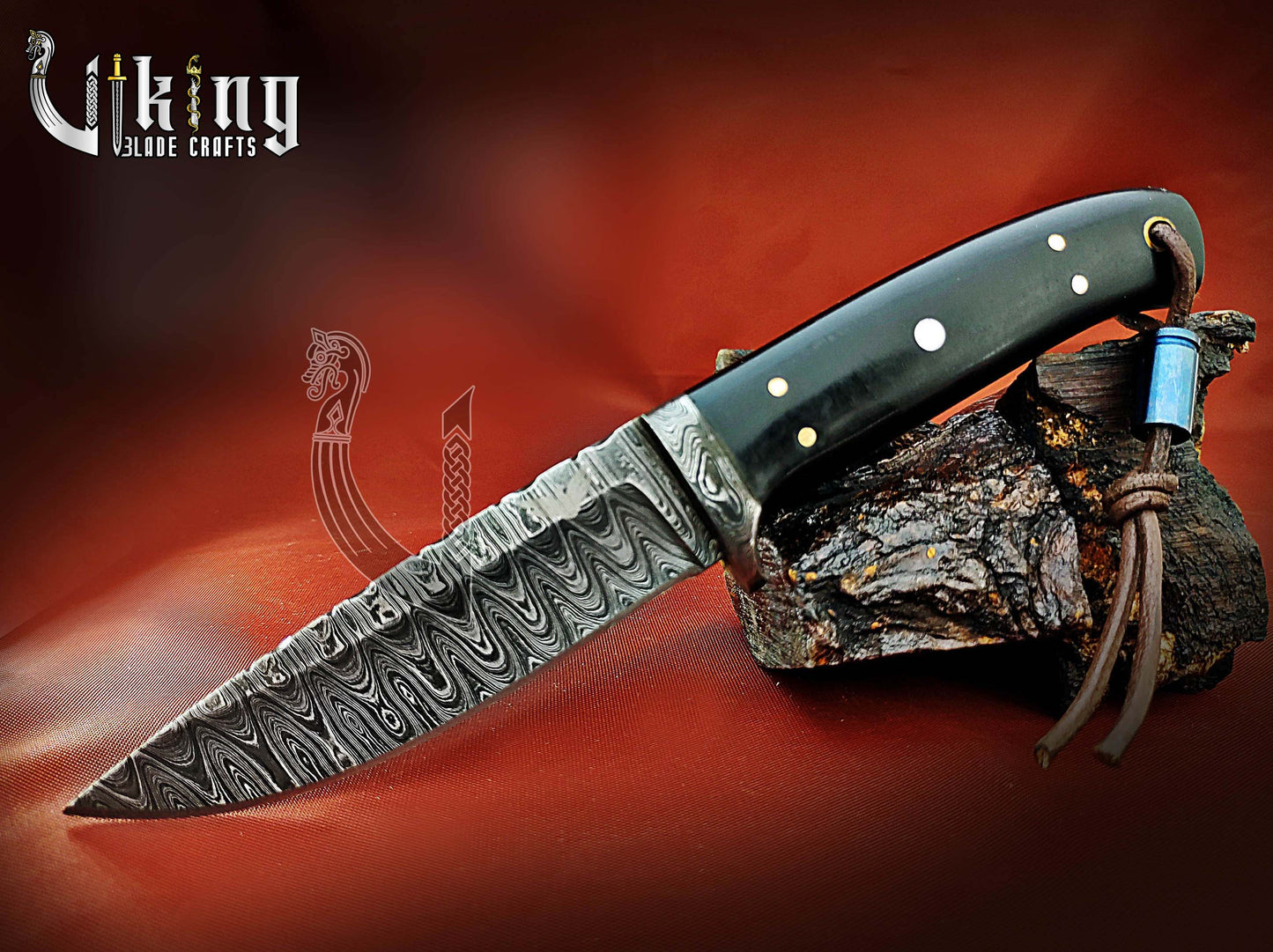 Damascus Steel Fixed Blade Hunting & Camping Knife With Dual Sheath