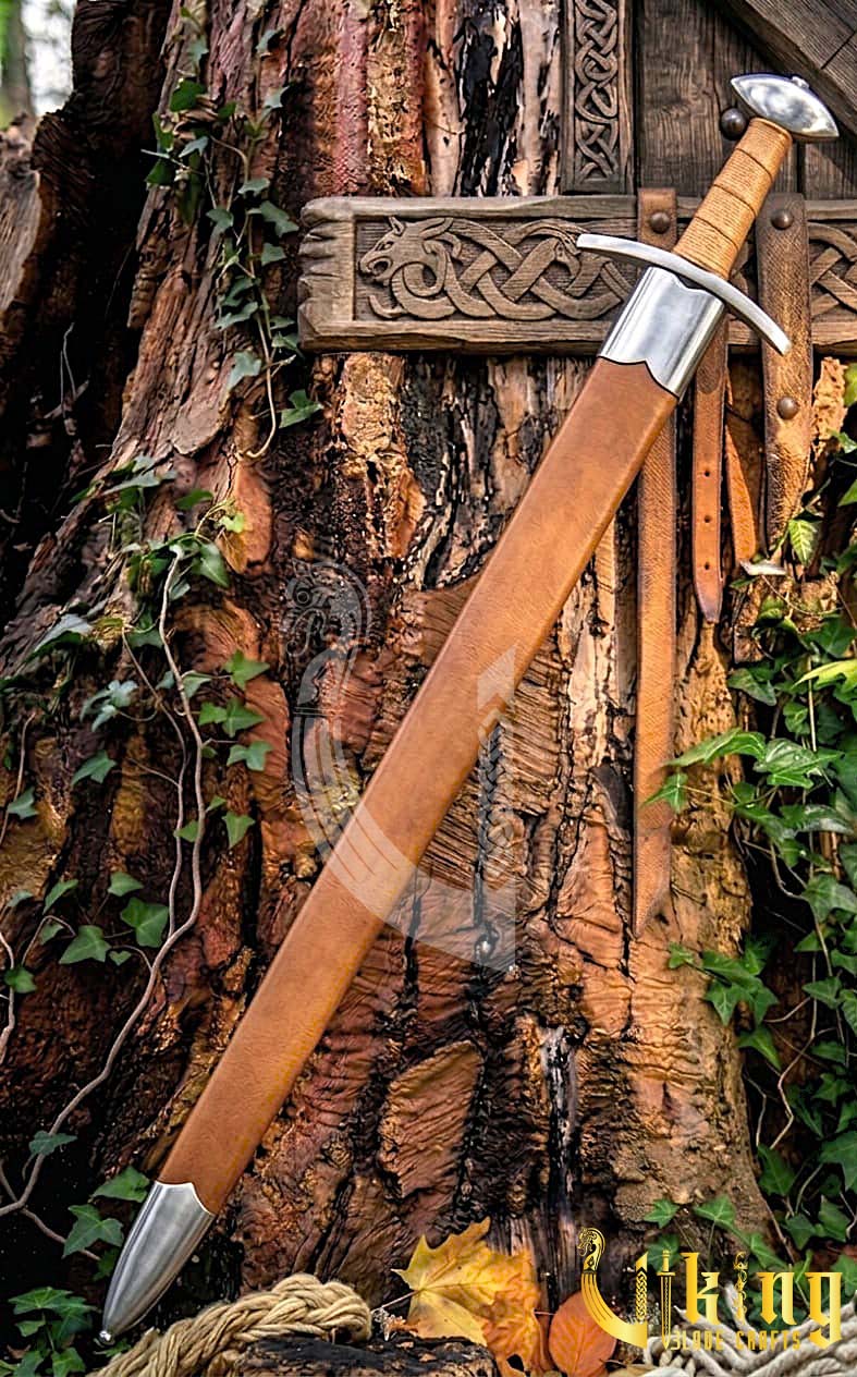 Authentic Late Viking Age Sword Replica With Genuine Leather Scabbard