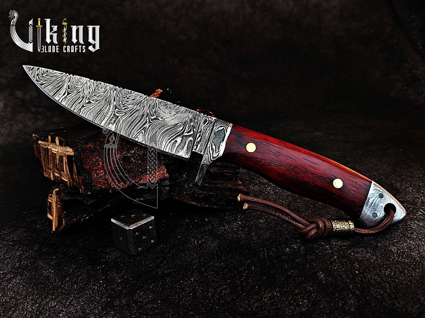 Handmade Damascus Steel Hunting Knife with Bloodwood Handle – Fixed Blade