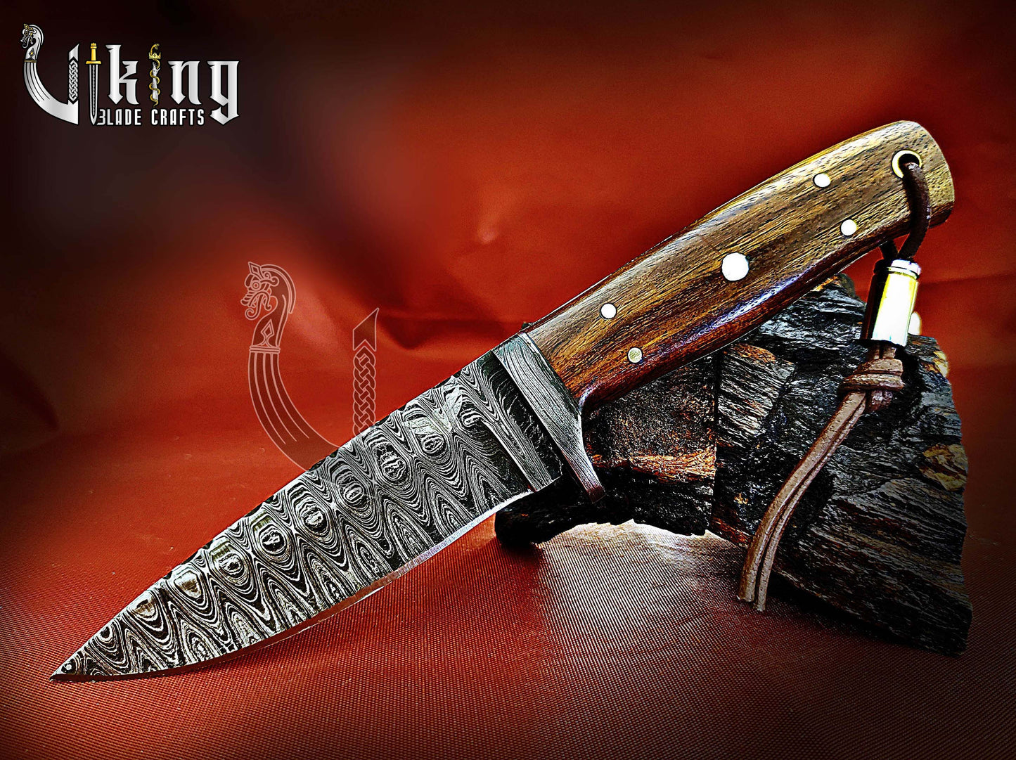 Handmade Damascus Steel Fixed Blade Hunting Knife With Dual Leather Sheath