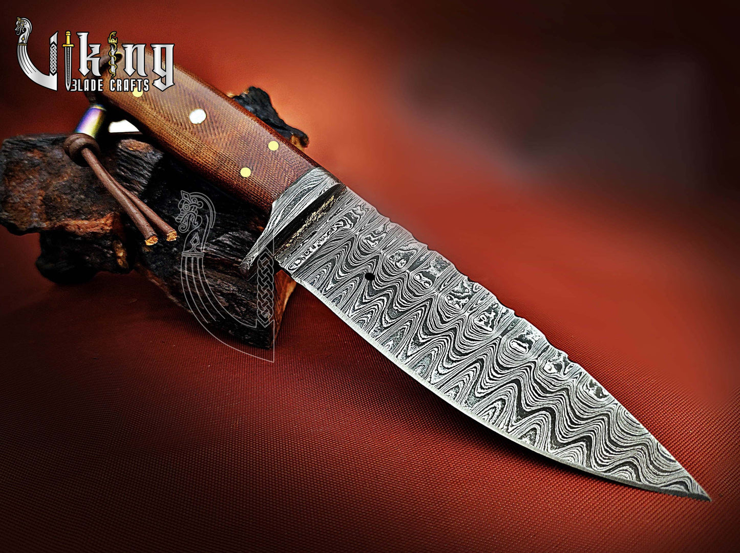 Handmade Damascus Steel Fixed Blade Hunting Knife With Micarta Handle