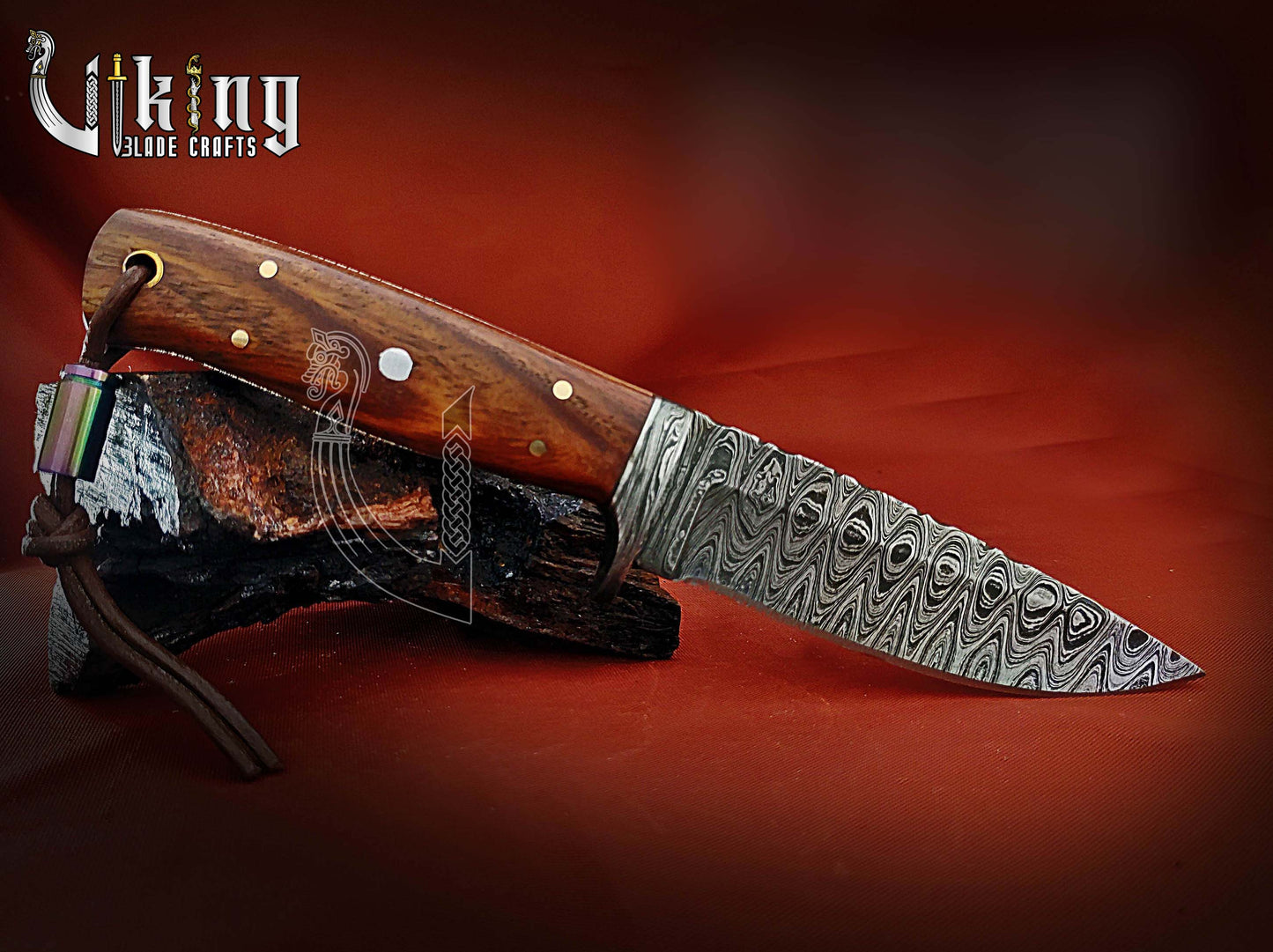 Handmade Damascus Steel Fixed Blade Hunting Knife With Dual Leather Sheath