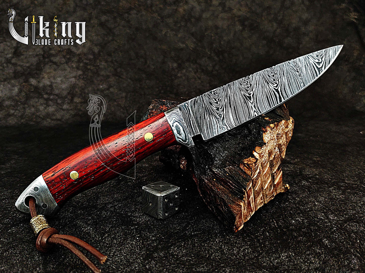 Handmade Damascus Steel Hunting Knife with Bloodwood Handle – Fixed Blade